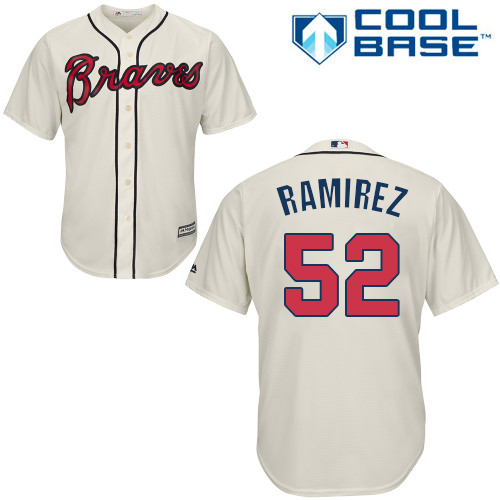 Youth Majestic Atlanta Braves #52 Jose Ramirez Authentic Cream Alternate 2 Cool Base MLB Jersey