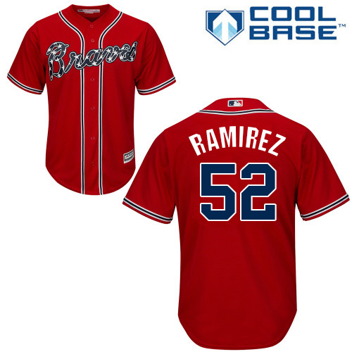 Youth Majestic Atlanta Braves #52 Jose Ramirez Authentic Red Alternate Cool Base MLB Jersey