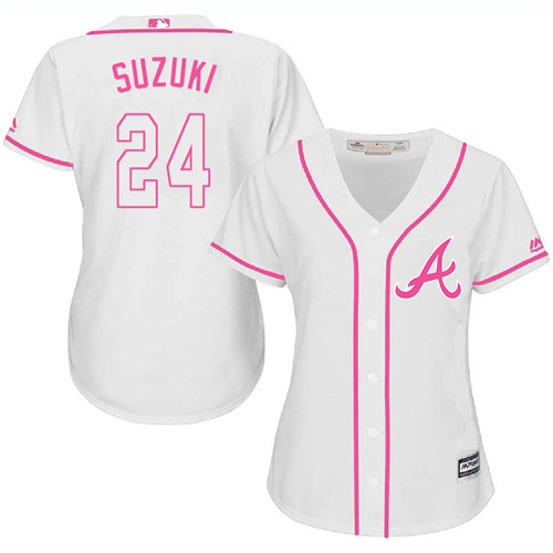 Women's Majestic Atlanta Braves #24 Kurt Suzuki Authentic White Fashion Cool Base MLB Jersey