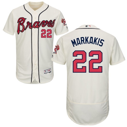 Men's Majestic Atlanta Braves #22 Nick Markakis Cream Alternate Flex Base Authentic Collection MLB Jersey