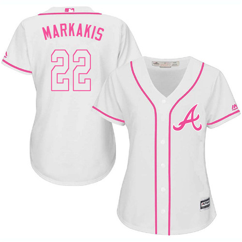 Women's Majestic Atlanta Braves #22 Nick Markakis Authentic White Fashion Cool Base MLB Jersey