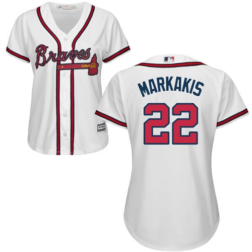 Women's Majestic Atlanta Braves #22 Nick Markakis Authentic White Home Cool Base MLB Jersey
