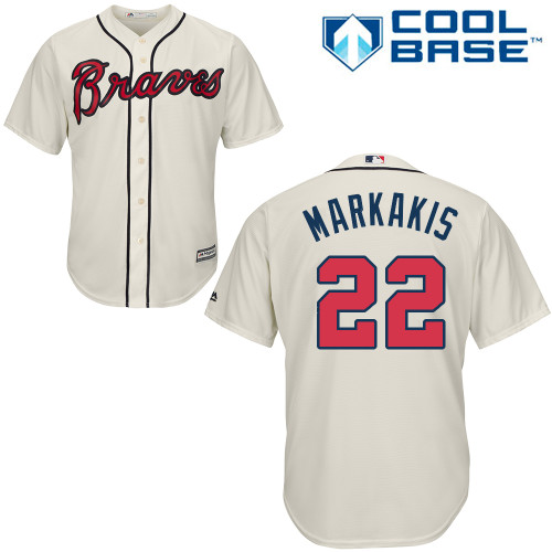 Youth Majestic Atlanta Braves #22 Nick Markakis Authentic Cream Alternate 2 Cool Base MLB Jersey