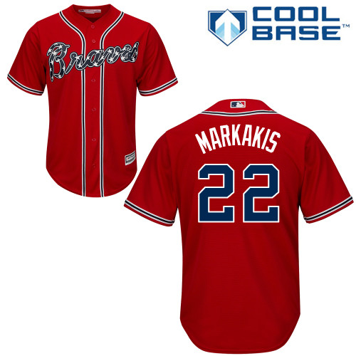 Youth Majestic Atlanta Braves #22 Nick Markakis Authentic Red Alternate Cool Base MLB Jersey