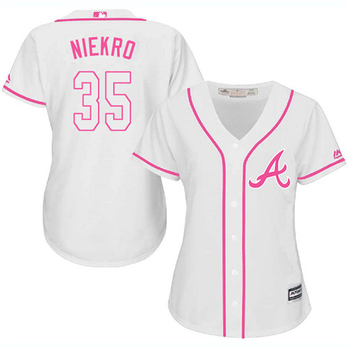 Women's Majestic Atlanta Braves #35 Phil Niekro Replica White Fashion Cool Base MLB Jersey