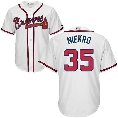 Youth Majestic Atlanta Braves #35 Phil Niekro Authentic White Home Cool Base MLB Jersey
