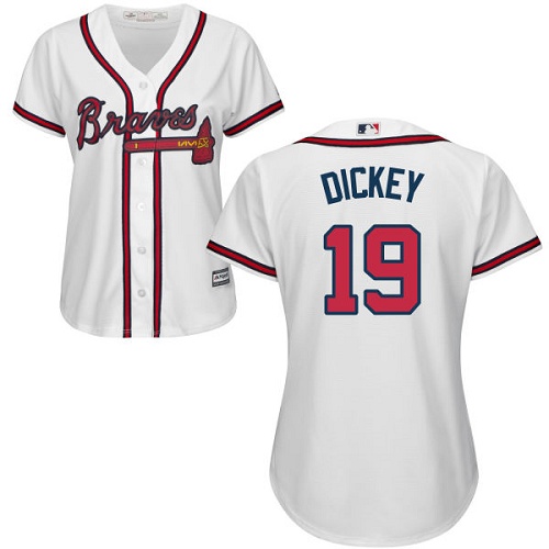 Women's Majestic Atlanta Braves #19 R.A. Dickey Authentic White Home Cool Base MLB Jersey