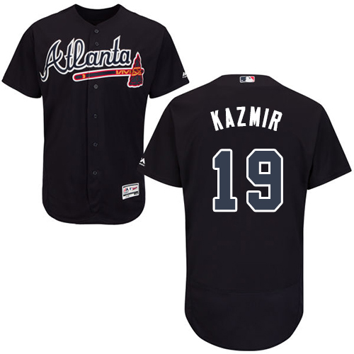 Men's Majestic Atlanta Braves #19 Scott Kazmir Blue Alternate Flex Base Authentic Collection MLB Jersey