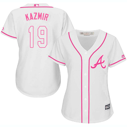 Women's Majestic Atlanta Braves #19 Scott Kazmir Replica White Fashion Cool Base MLB Jersey