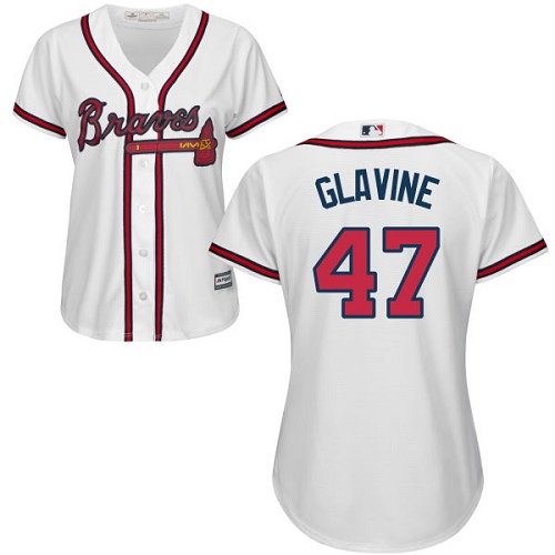Women's Majestic Atlanta Braves #47 Tom Glavine Authentic White Home Cool Base MLB Jersey