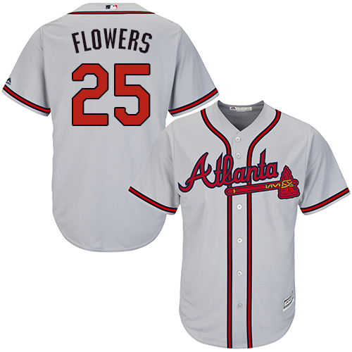 Youth Majestic Atlanta Braves #25 Tyler Flowers Authentic Grey Road Cool Base MLB Jersey