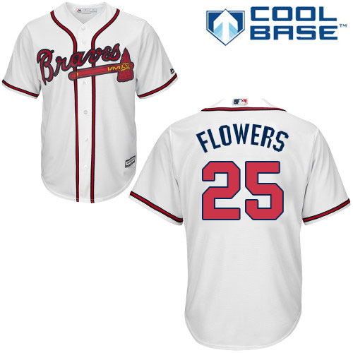 Youth Majestic Atlanta Braves #25 Tyler Flowers Authentic White Home Cool Base MLB Jersey