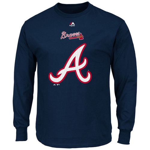 MLB Atlanta Braves Majestic Critical Victory Long Sleeve T-Shirt - Navy