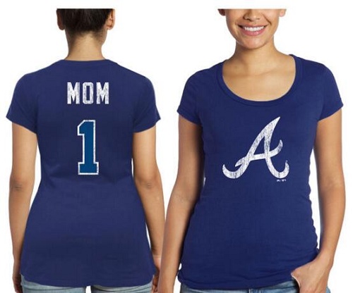 MLB Atlanta Braves Majestic Threads Women's Mother's Day #1 Mom T-Shirt - Navy Blue
