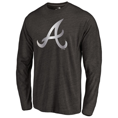 MLB Atlanta Braves Platinum Collection Long Sleeve Tri-Blend T-Shirt - Black