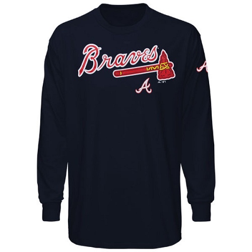 MLB Majestic Atlanta Braves Delight in The Game Long Sleeve T-Shirt - Navy Blue